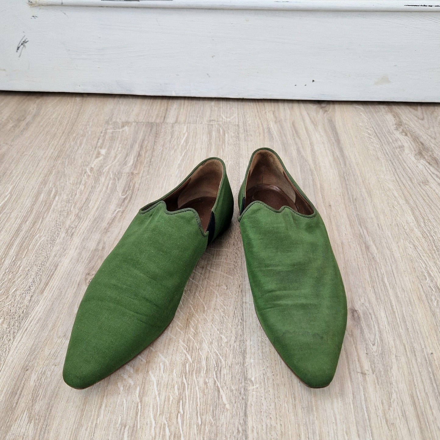 Scarpe Romeo Gigli tessuto verde