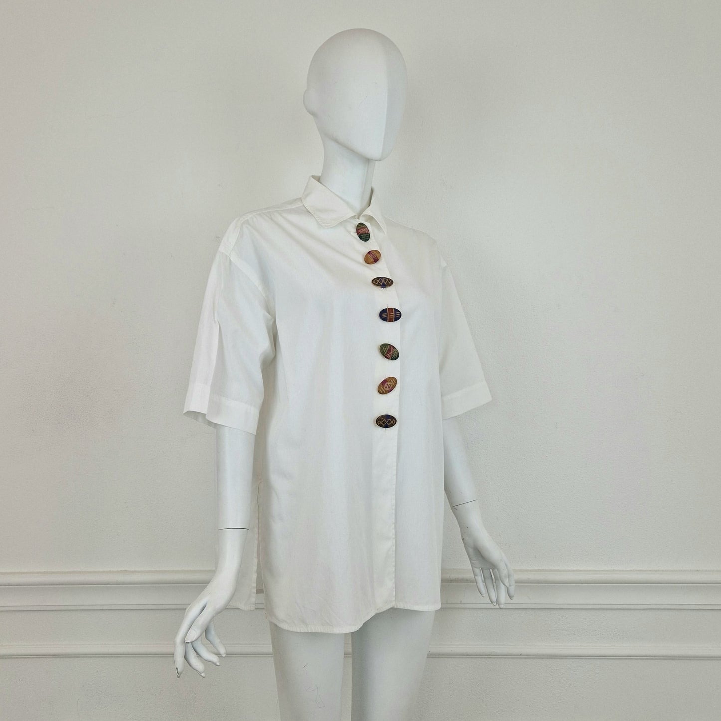 Romeo Gigli | Camicia bianca maxi bottoni colorati