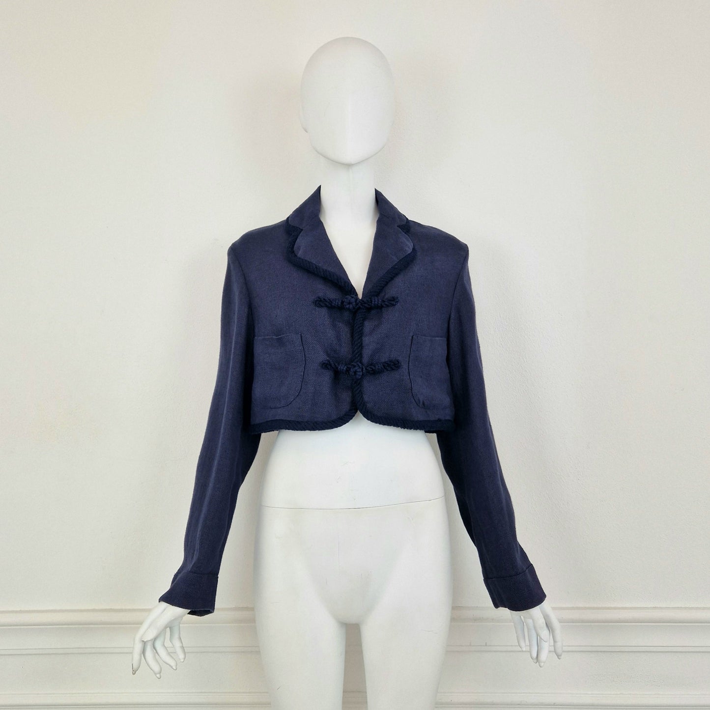 Romeo Gigli | Giacca corta lino blu