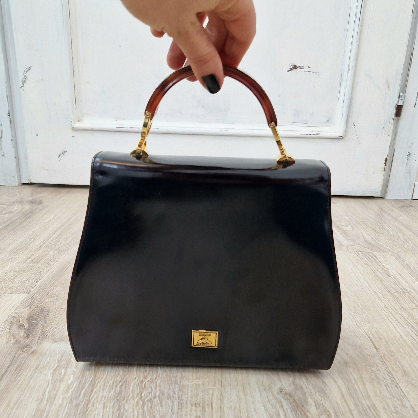 Moschino | Borsa vintage nera chiusura cuore