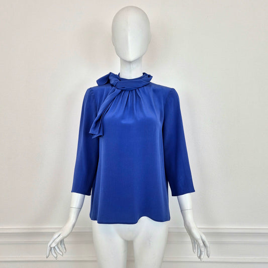 Prada | Camicia in seta blu acceso