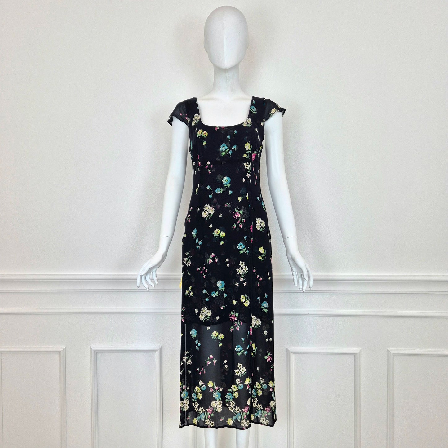 Moschino | Abito lungo blu fiori colorati