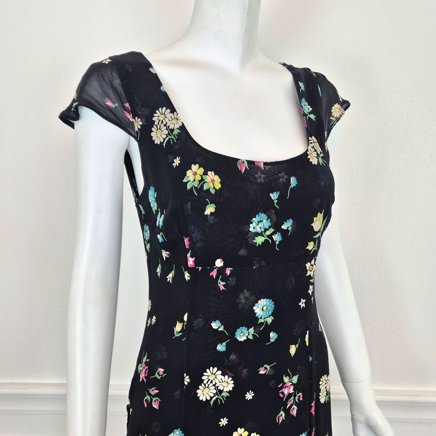 Moschino | Abito lungo blu fiori colorati