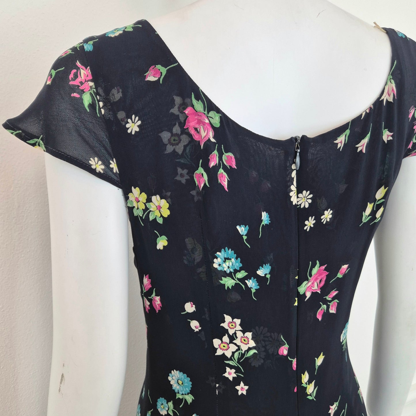 Moschino | Abito lungo blu fiori colorati
