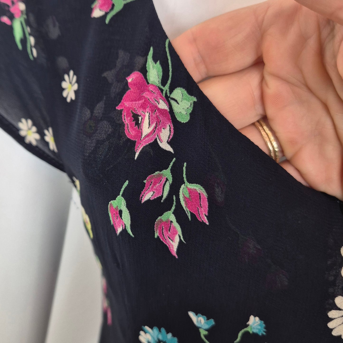 Moschino | Abito lungo blu fiori colorati