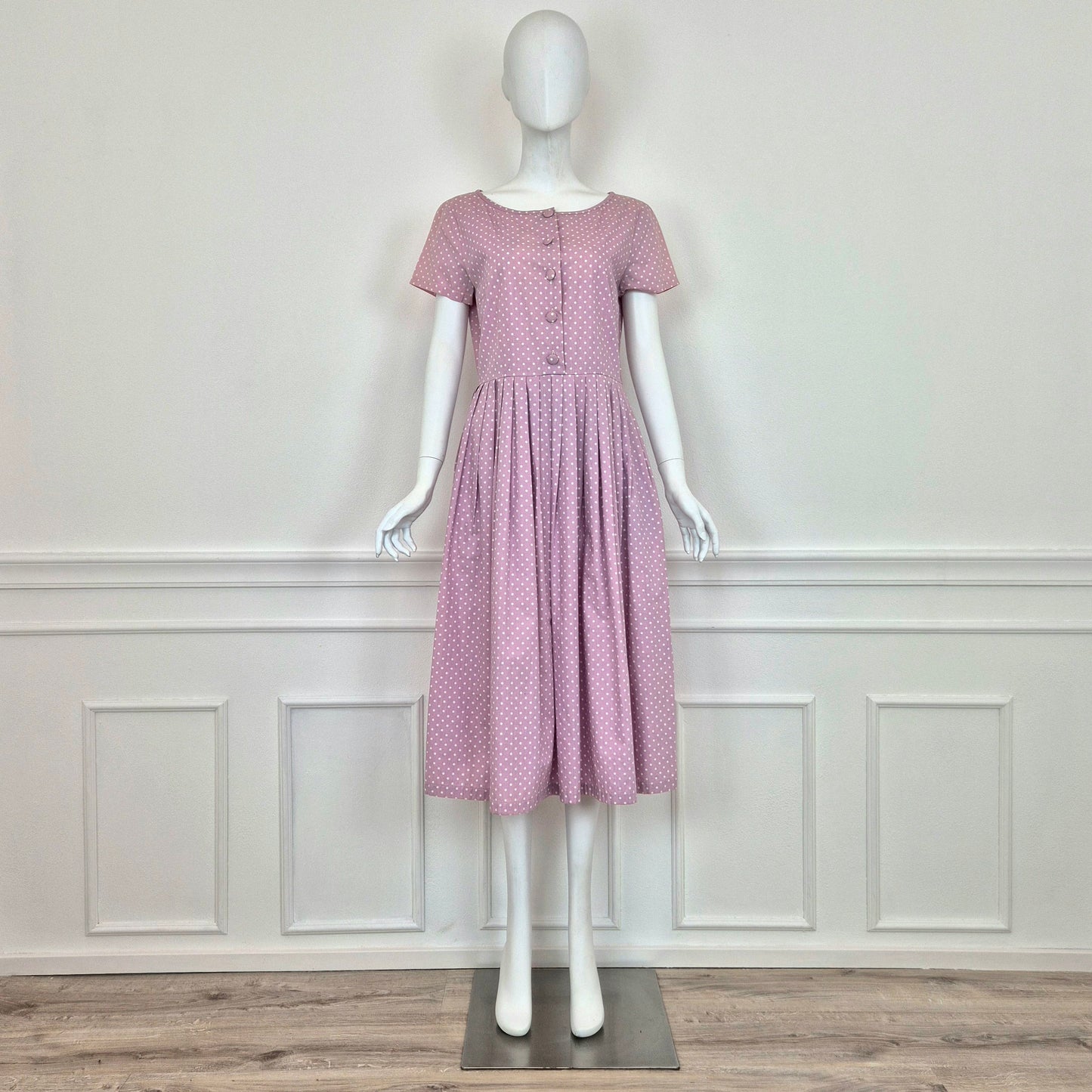 Massimo Rebecchi | Abito rosa chiaro pois bianchi