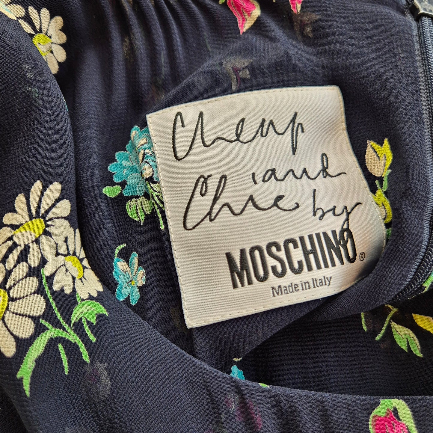 Moschino | Abito lungo blu fiori colorati