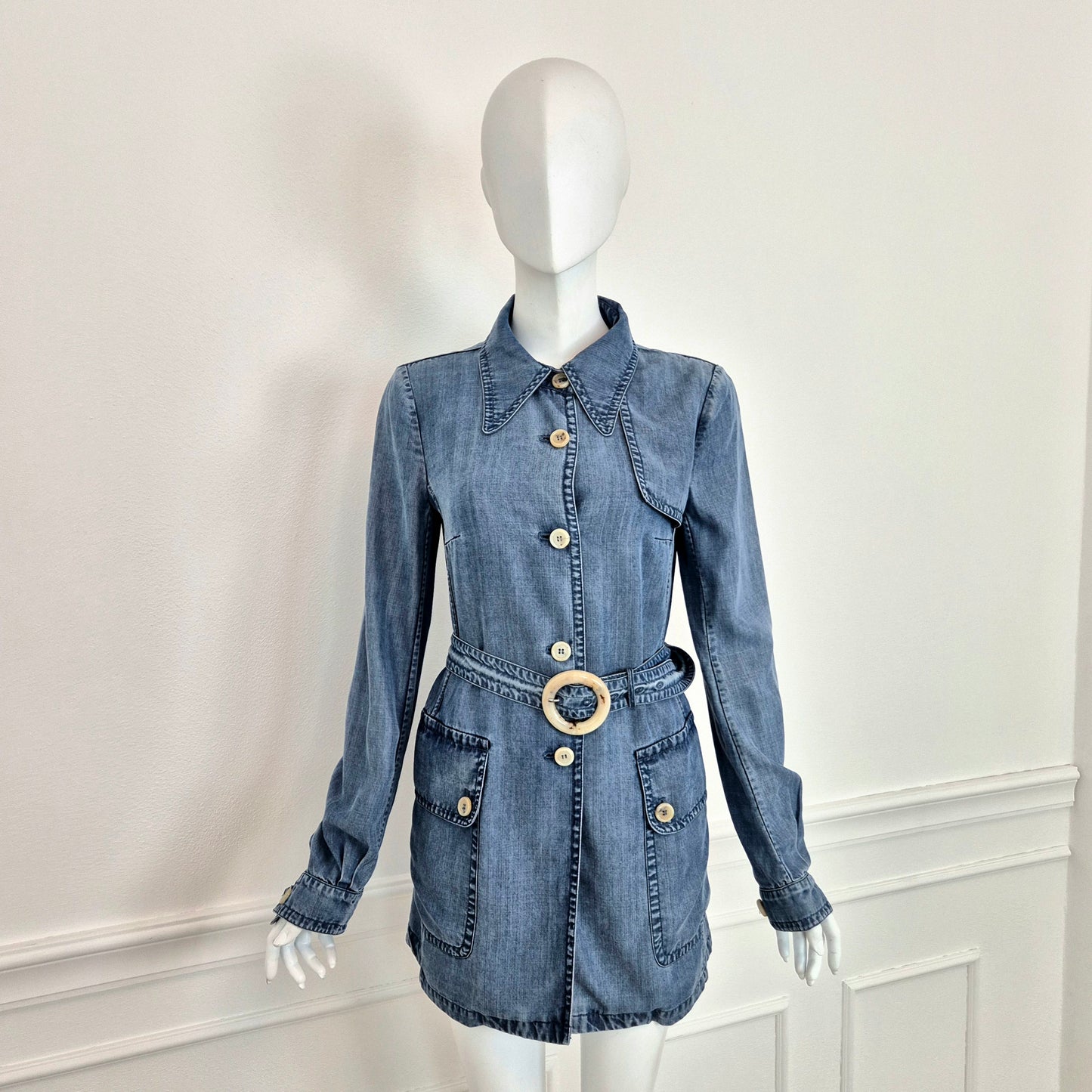 Prada | Giacca in denim leggero con cintura