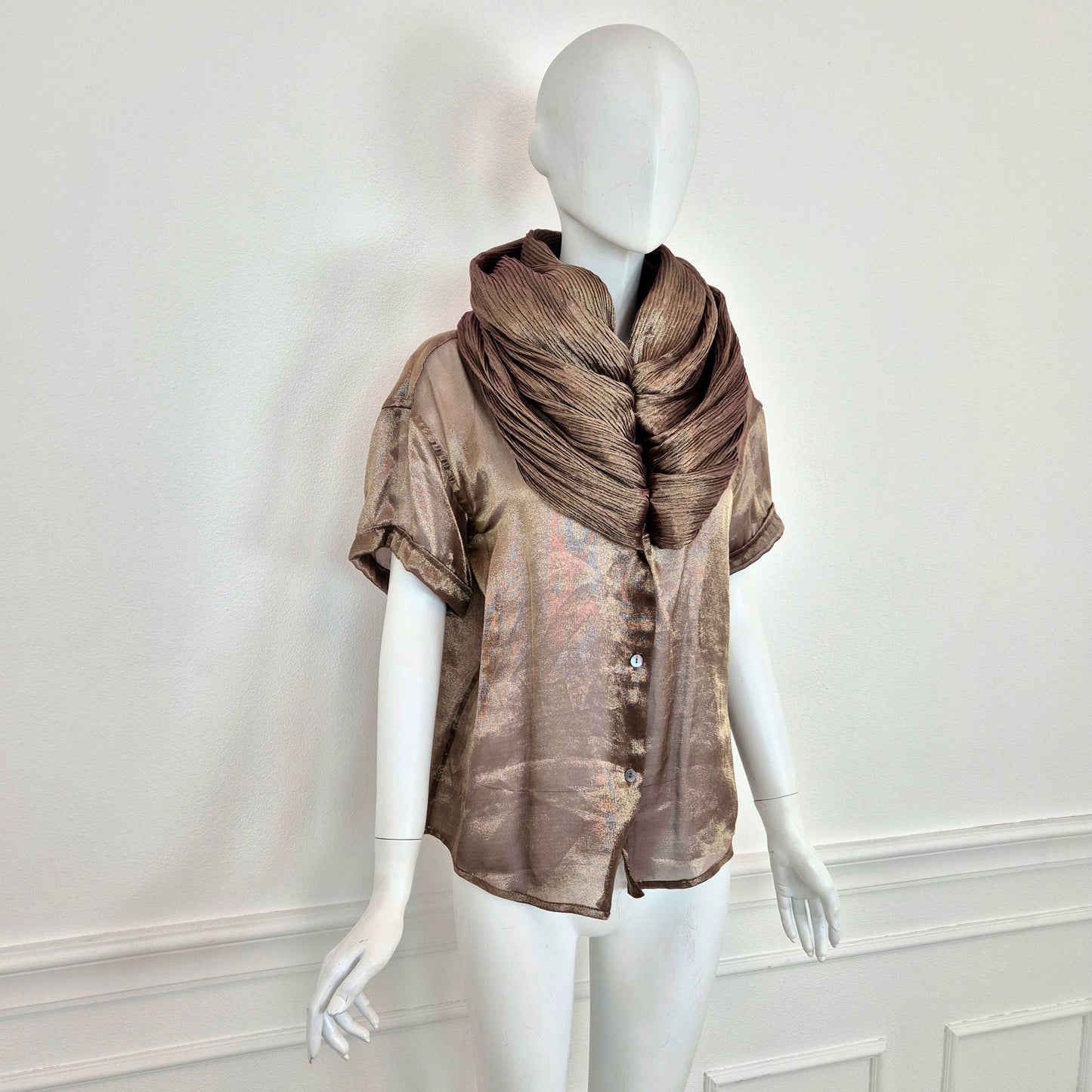 Romeo Gigli | Camicia bronzo maxi collo 1989