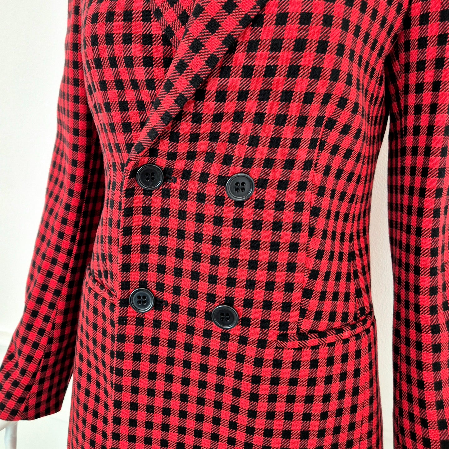 Red Valentino | Giacca doppiopetto pied de poule rosso nero