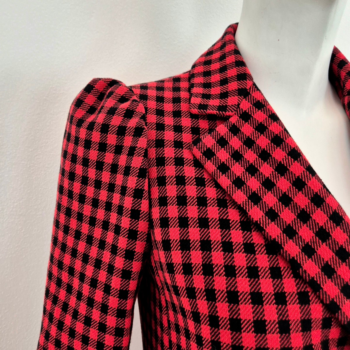 Red Valentino | Giacca doppiopetto pied de poule rosso nero