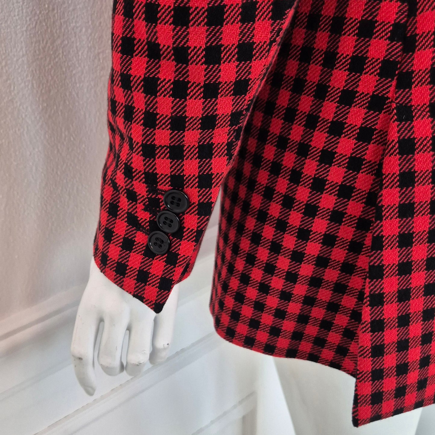 Red Valentino | Giacca doppiopetto pied de poule rosso nero