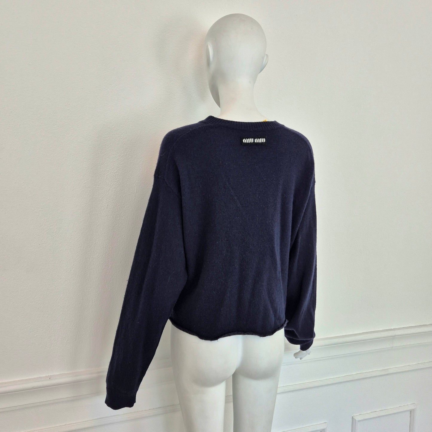 Miu Miu | Maglione cropped blu notte