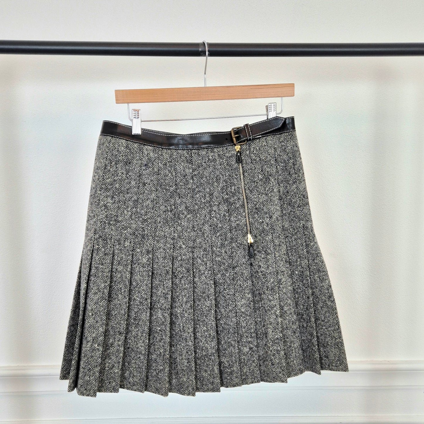 Alexander McQueen | Gonna in lana e pelle