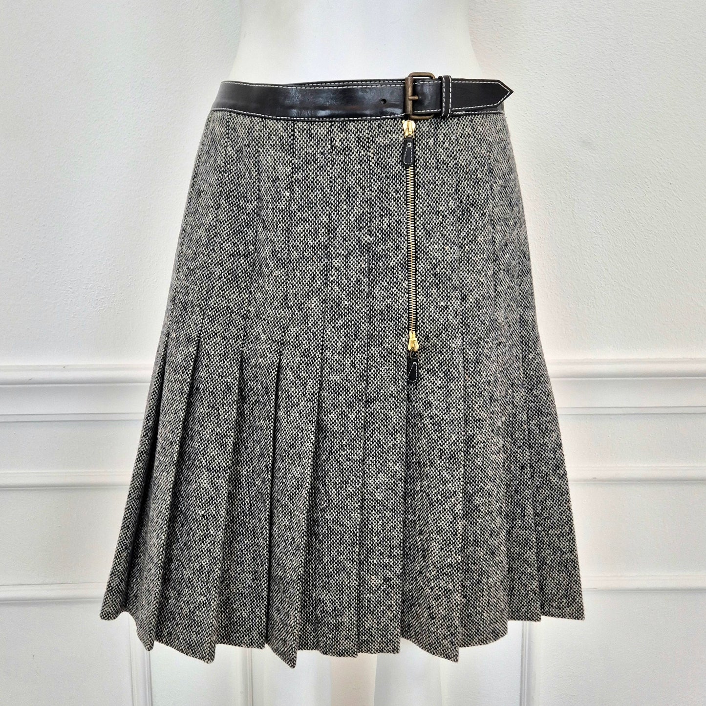 Alexander McQueen | Gonna in lana e pelle