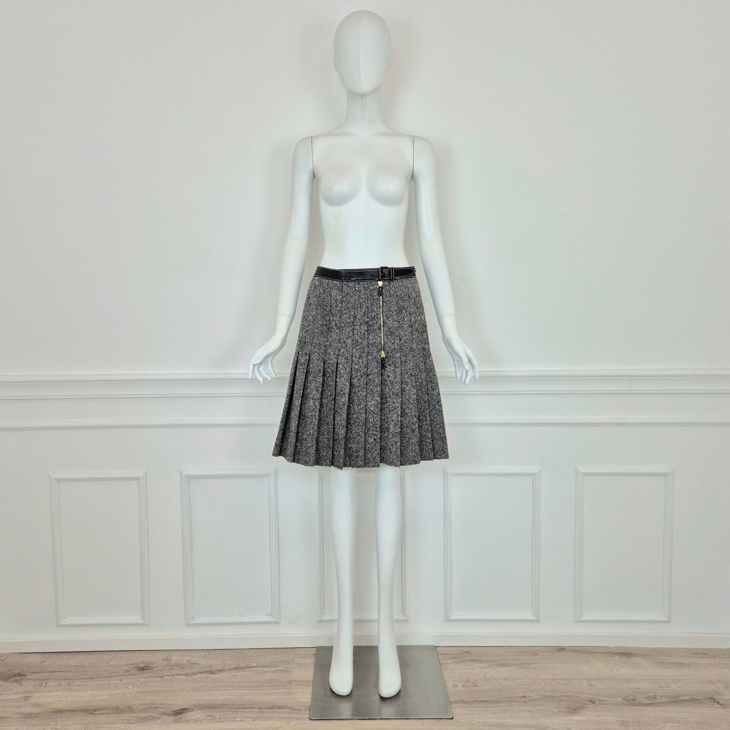 Alexander McQueen | Gonna in lana e pelle