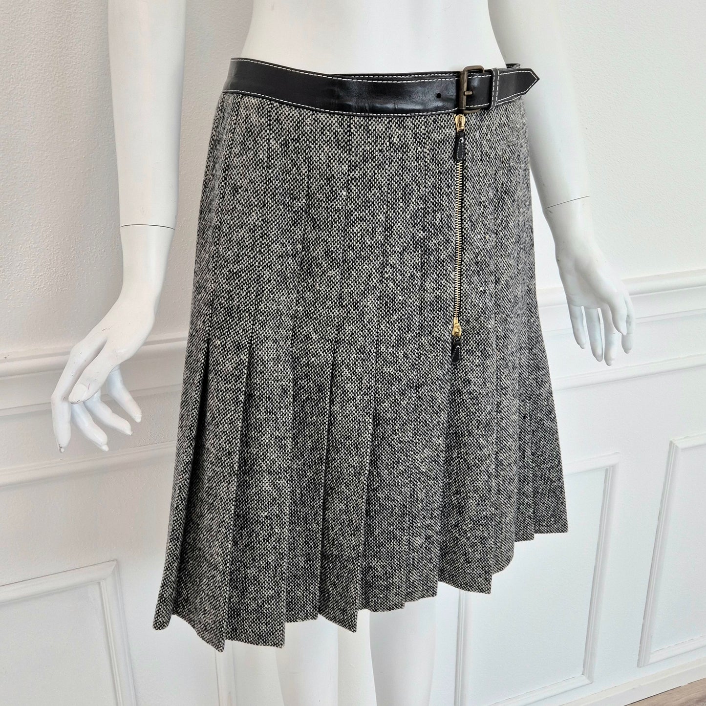 Alexander McQueen | Gonna in lana e pelle