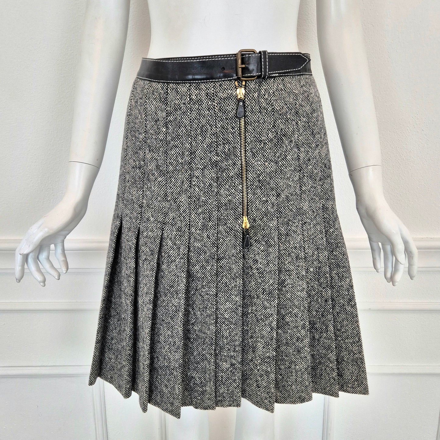 Alexander McQueen | Gonna in lana e pelle