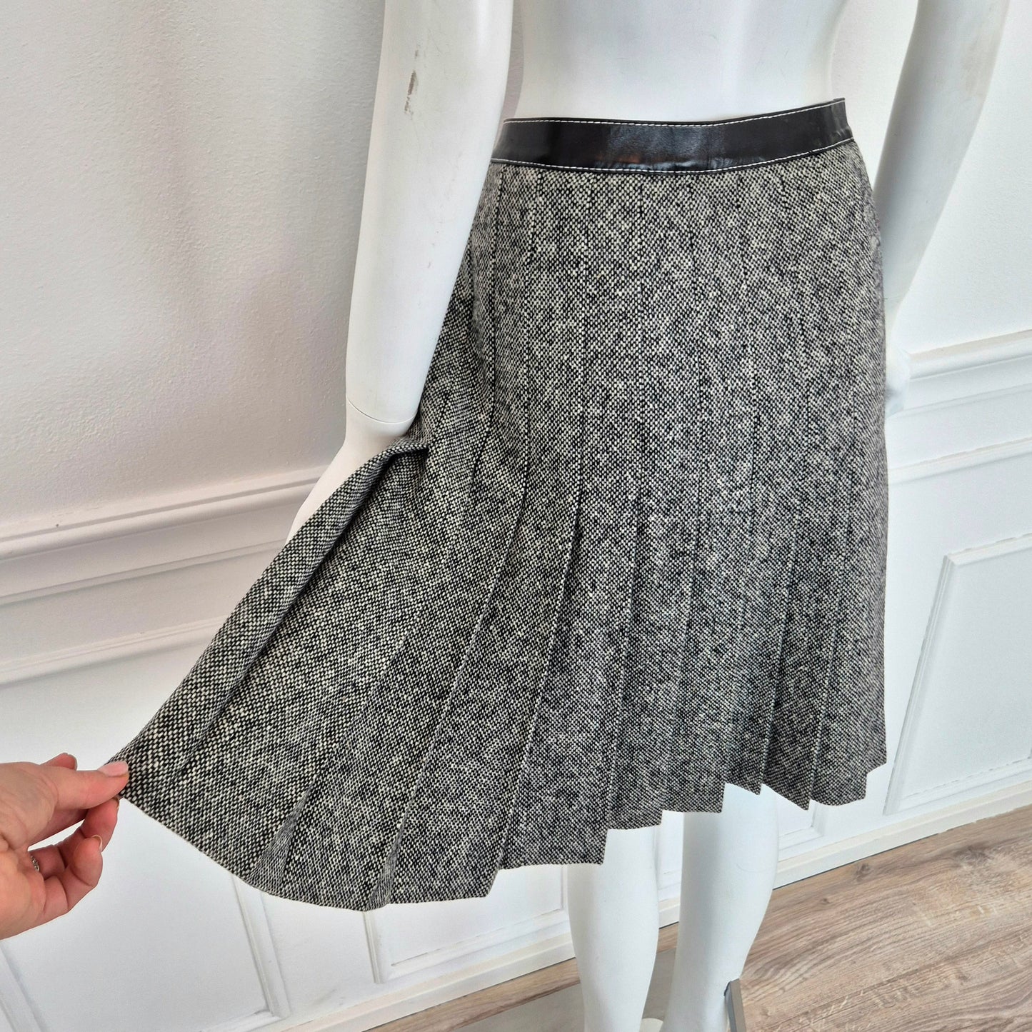 Alexander McQueen | Gonna in lana e pelle