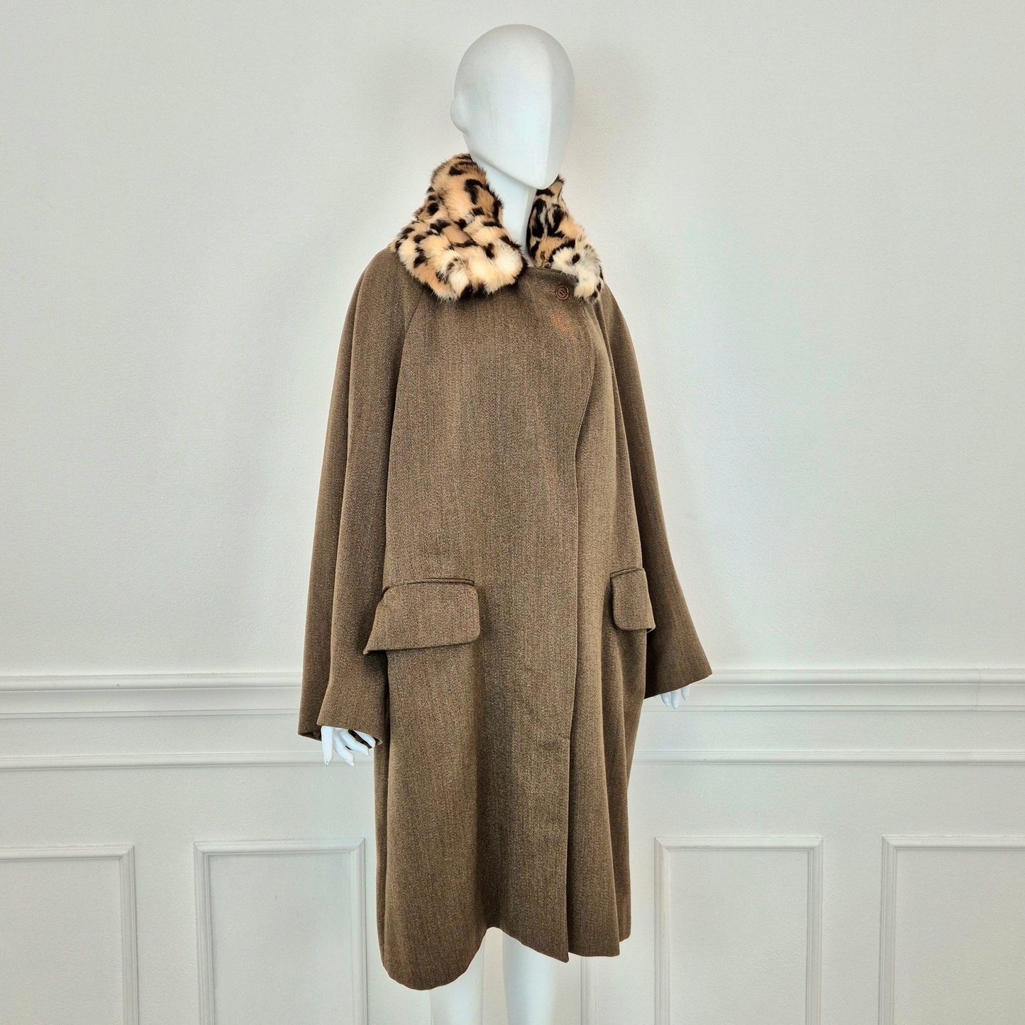 Romeo Gigli | Cappotto con collo in pelliccia animalier fw1993