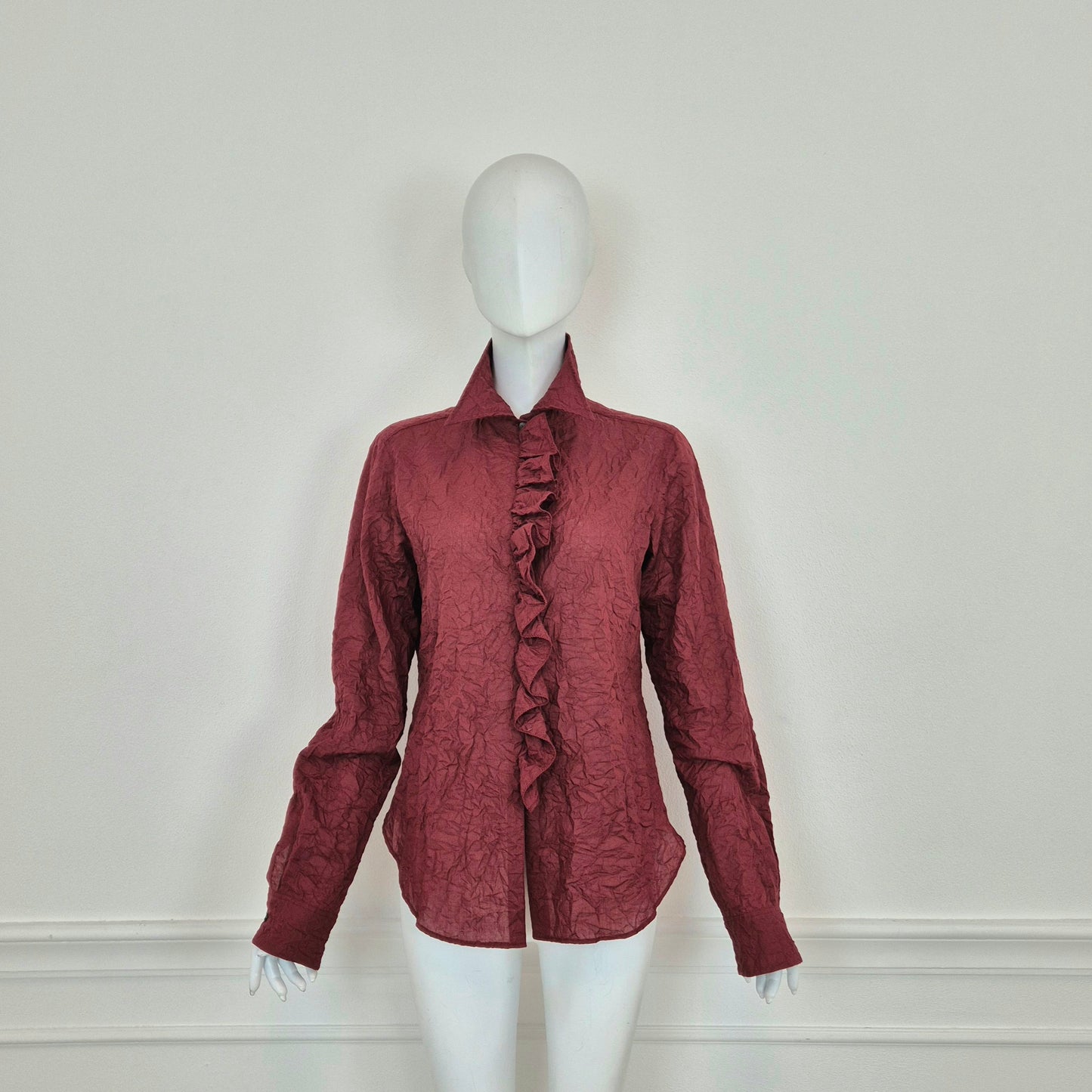 Romeo Gigli | Camicia bordeaux effetto stropicciato
