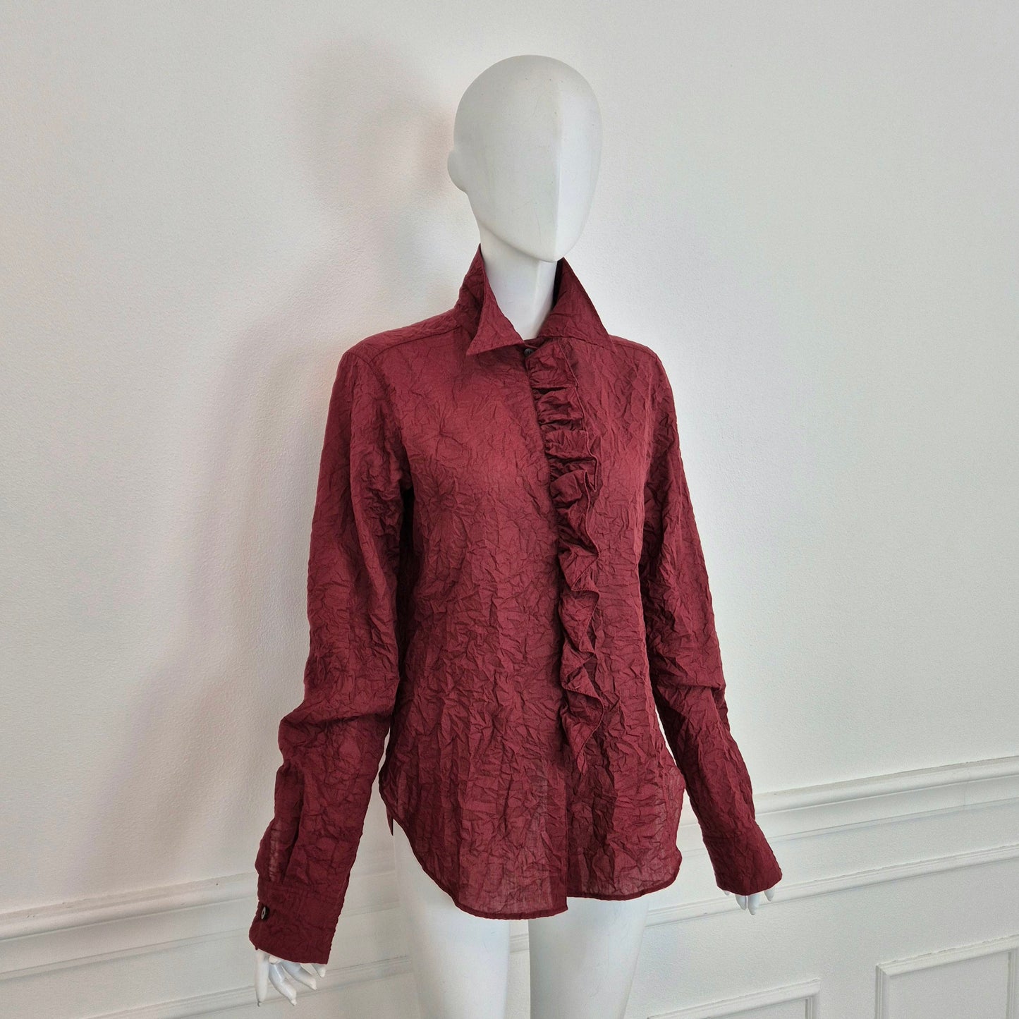 Romeo Gigli | Camicia bordeaux effetto stropicciato