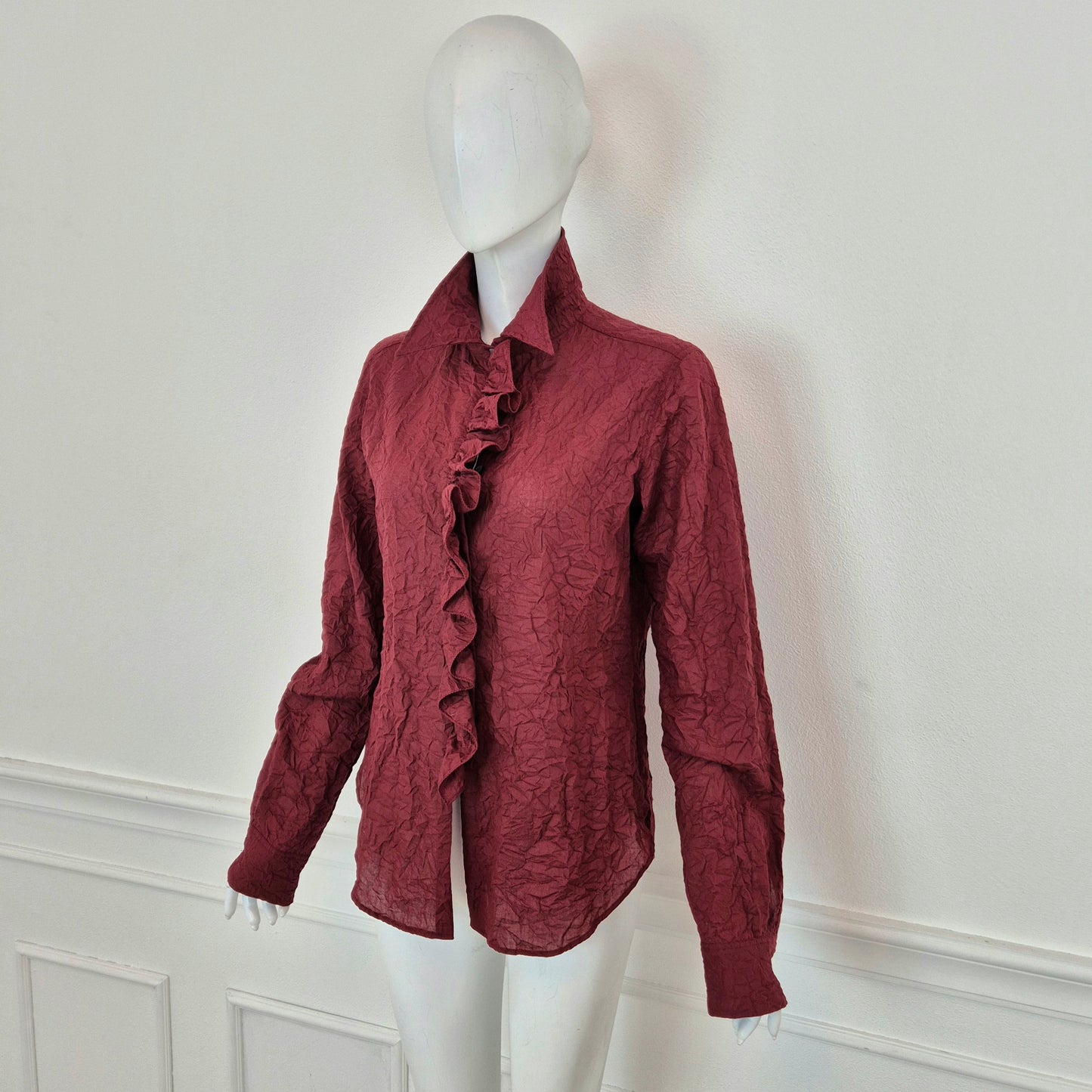 Romeo Gigli | Camicia bordeaux effetto stropicciato