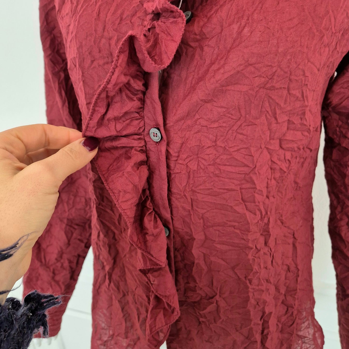 Romeo Gigli | Camicia bordeaux effetto stropicciato
