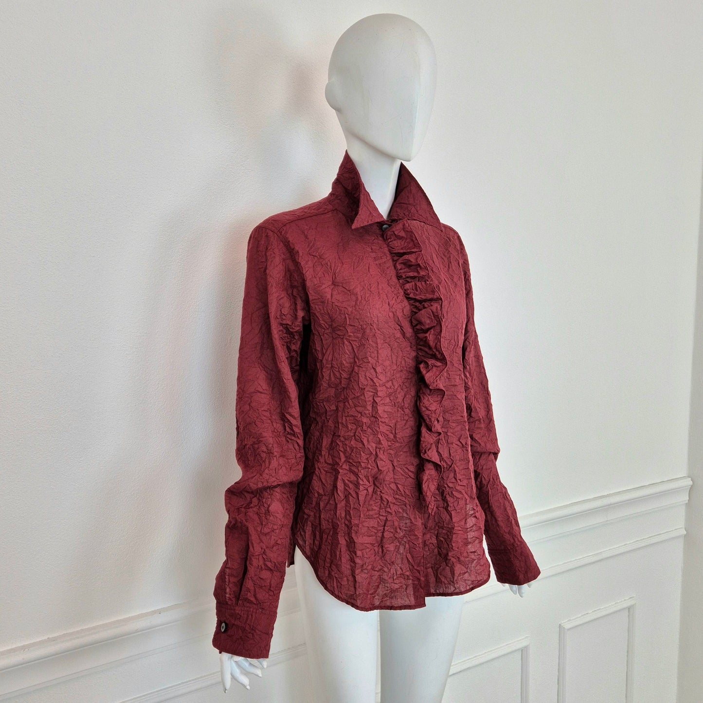Romeo Gigli | Camicia bordeaux effetto stropicciato