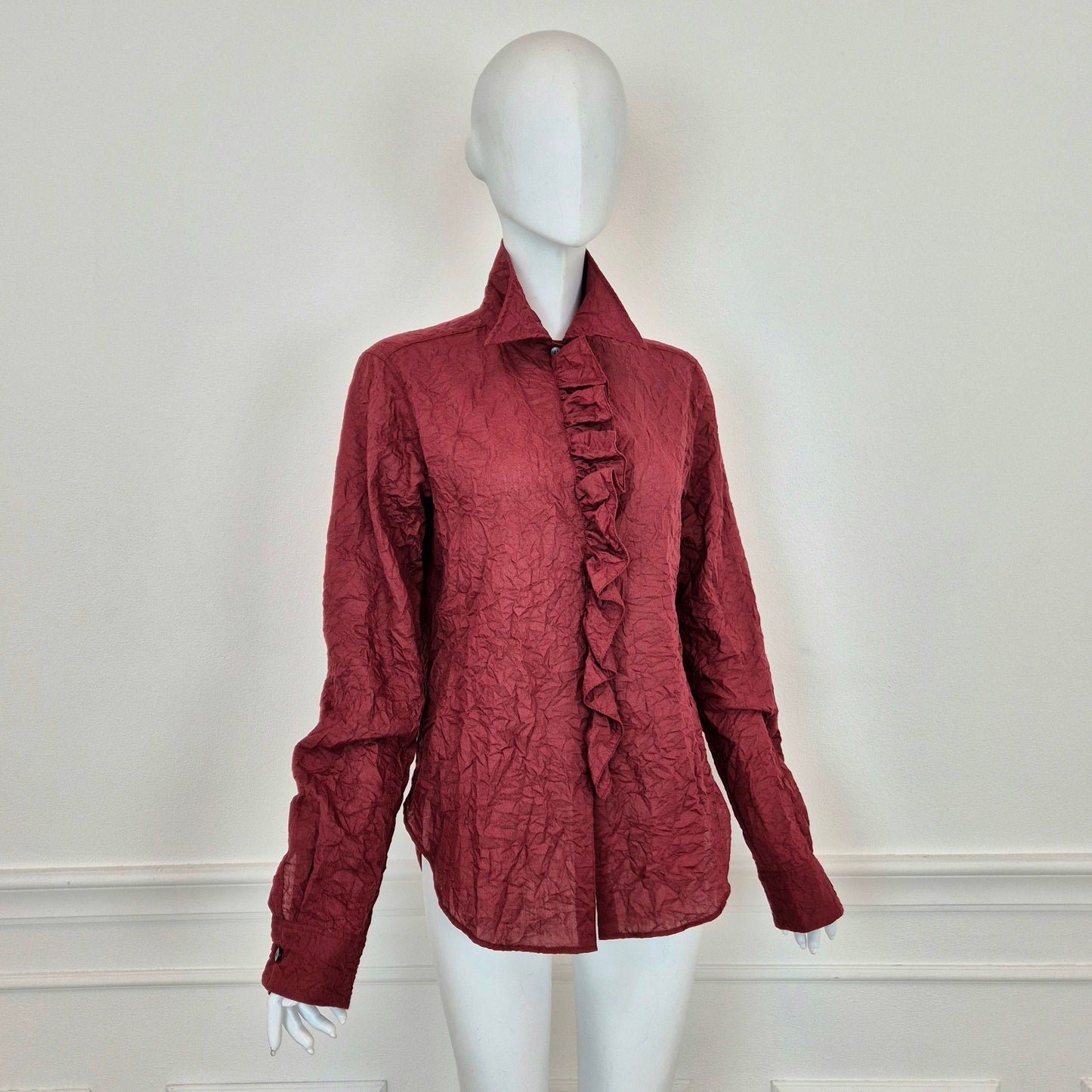 Romeo Gigli | Camicia bordeaux effetto stropicciato