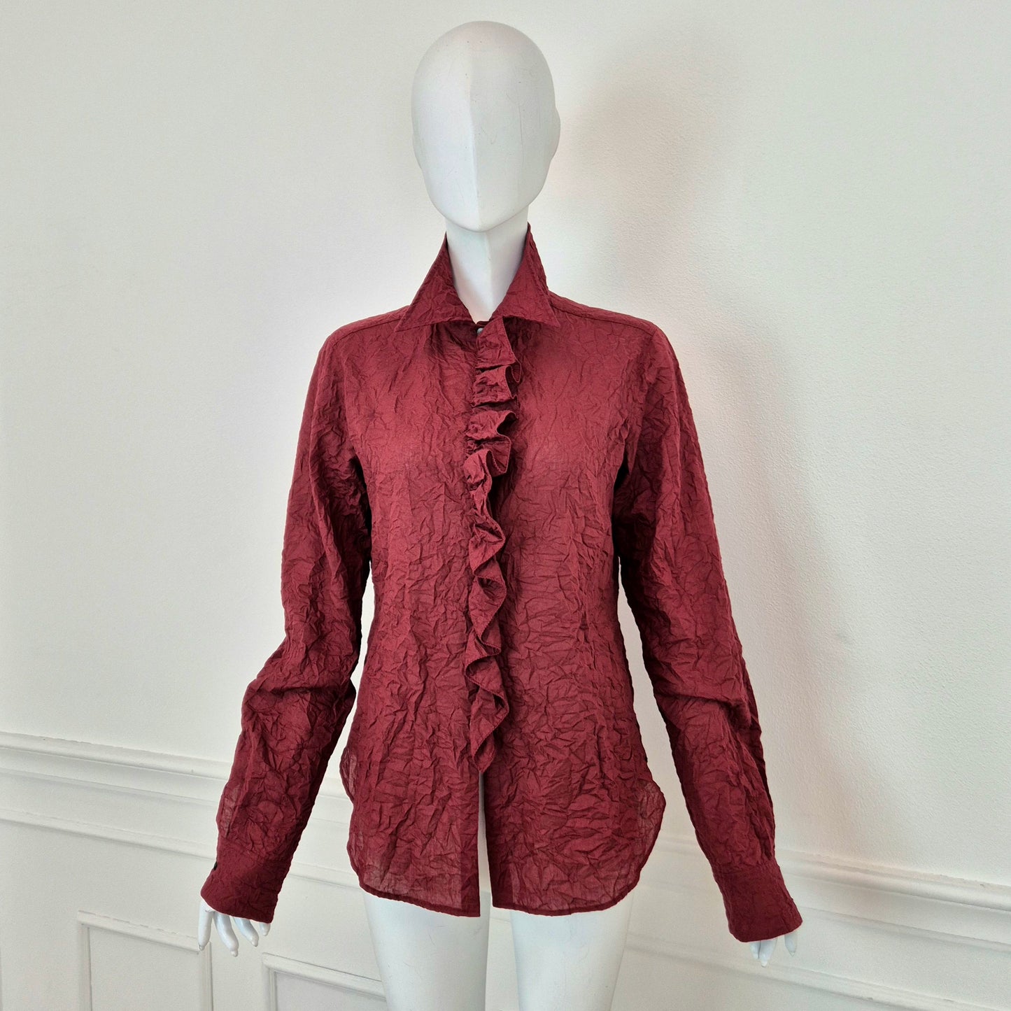 Romeo Gigli | Camicia bordeaux effetto stropicciato