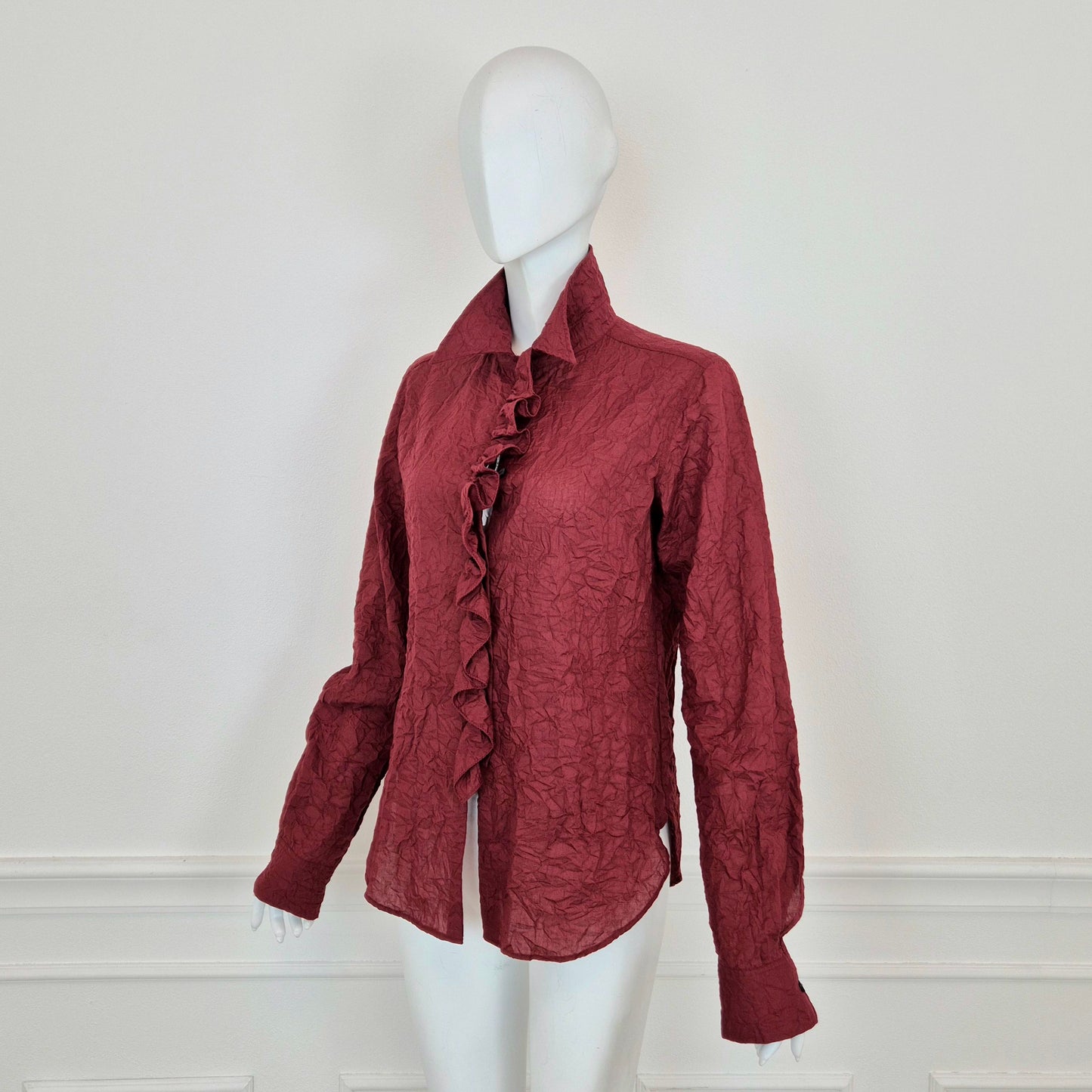 Romeo Gigli | Camicia bordeaux effetto stropicciato