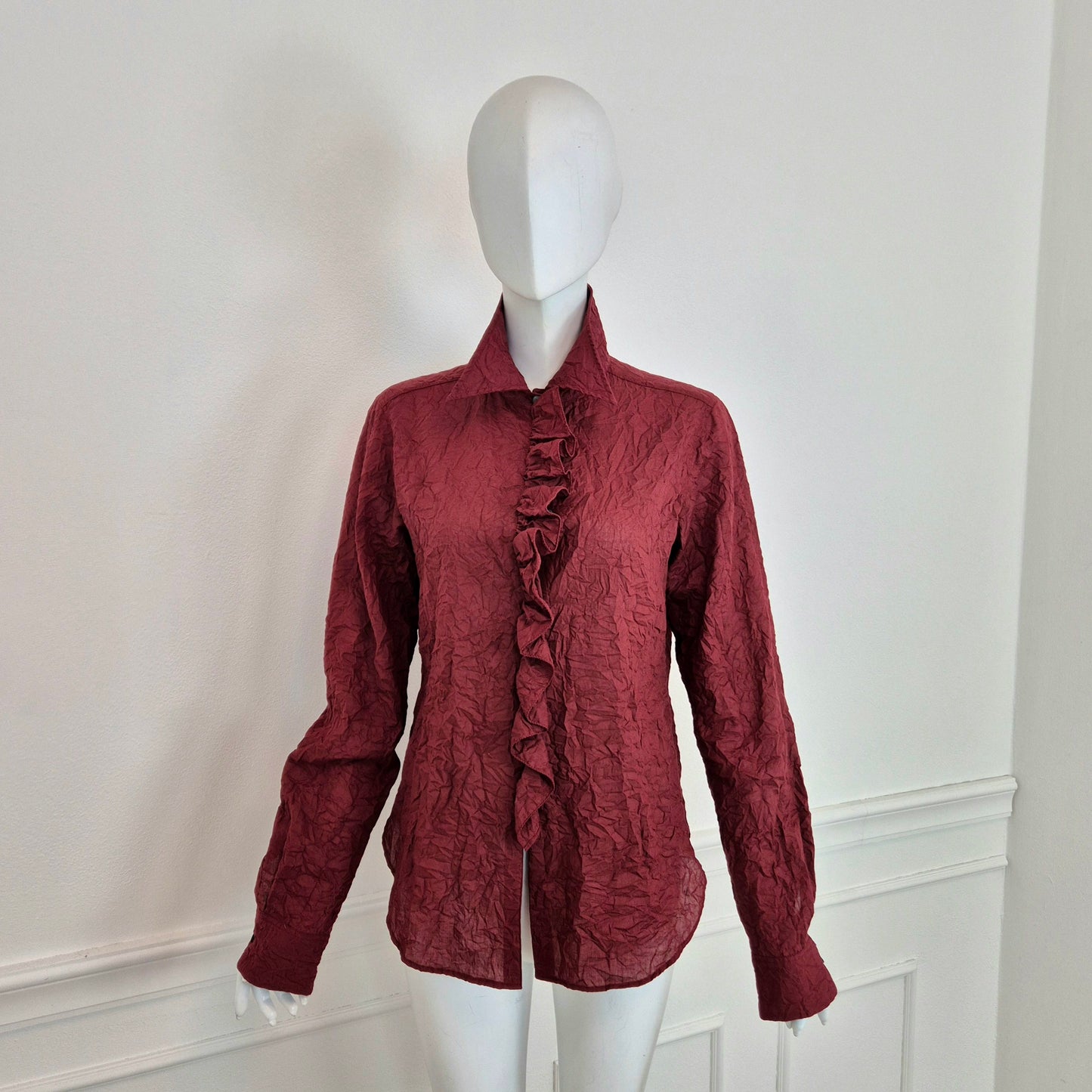 Romeo Gigli | Camicia bordeaux effetto stropicciato