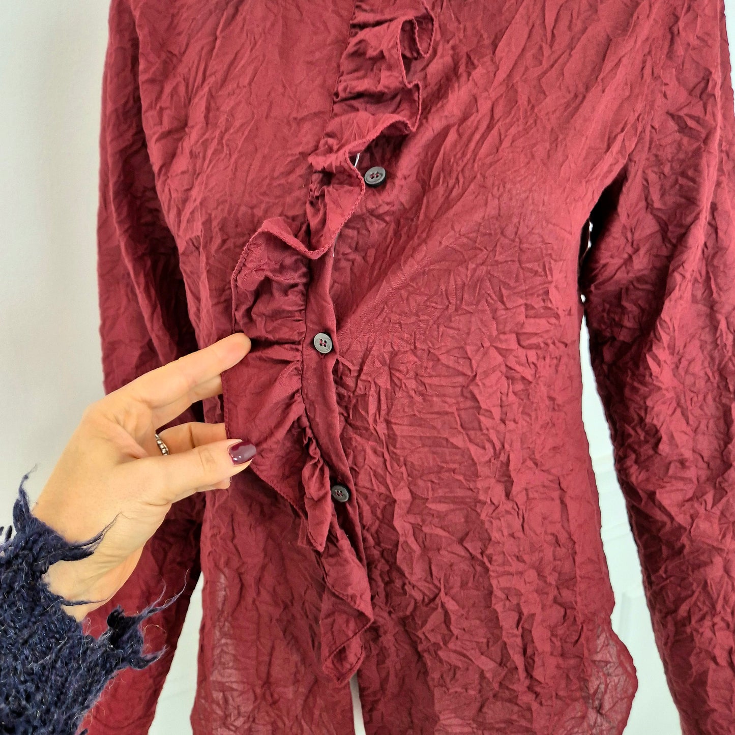 Romeo Gigli | Camicia bordeaux effetto stropicciato