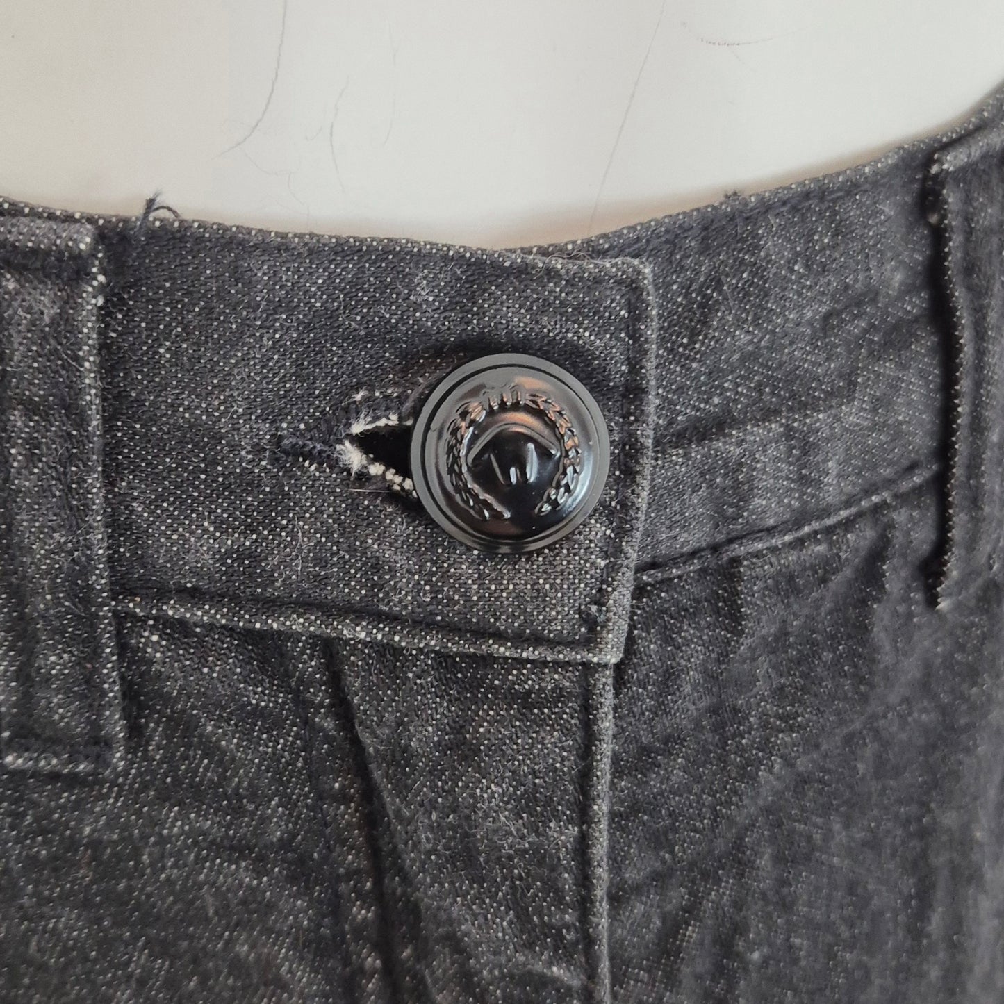 Moschino | Gonna lunga denim con doppia balza tartan