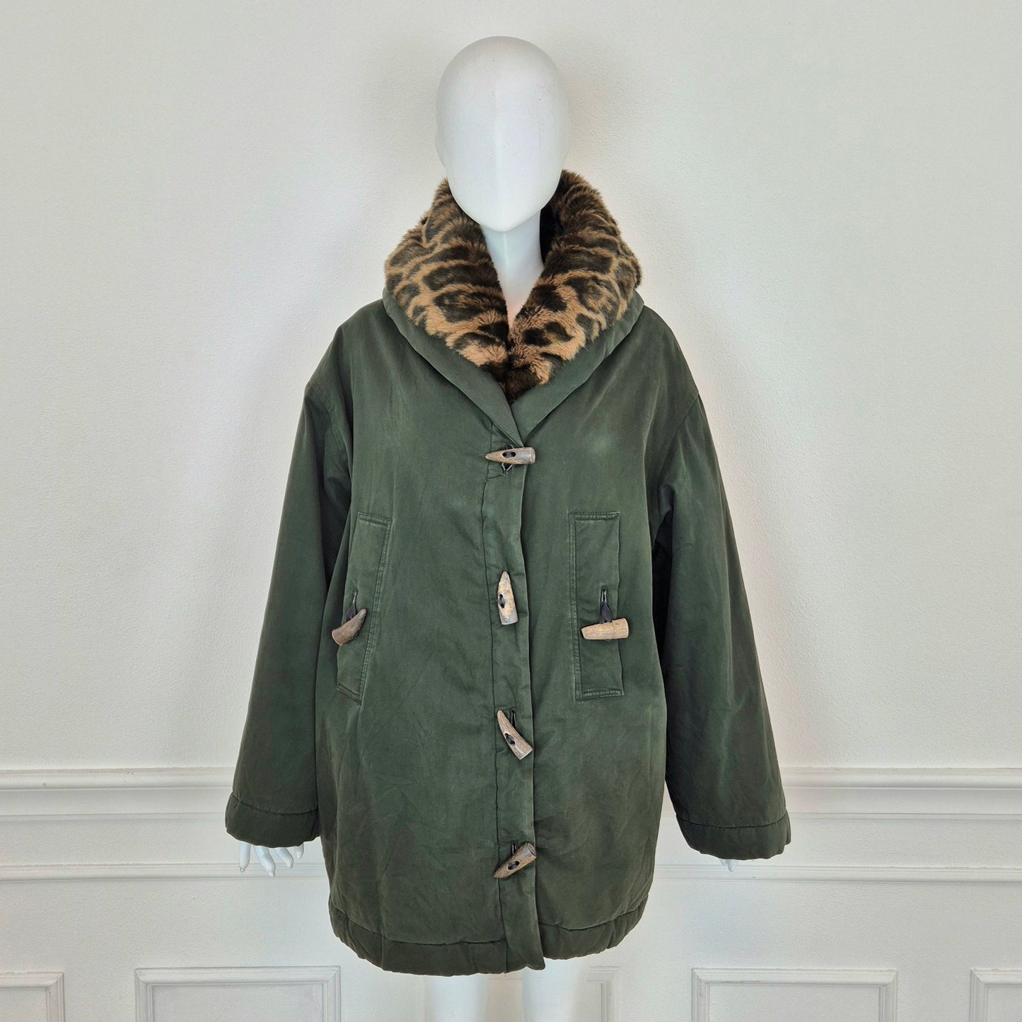 Romeo Gigli | Giubbotto verde collo leopard