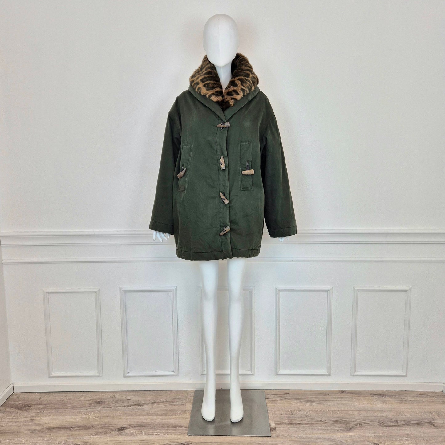 Romeo Gigli | Giubbotto verde collo leopard