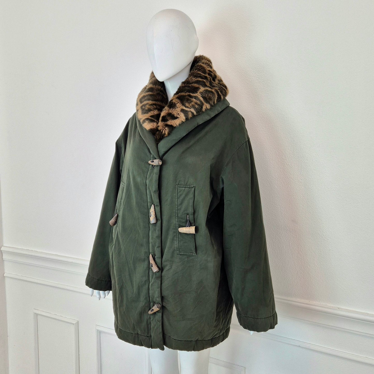 Romeo Gigli | Giubbotto verde collo leopard
