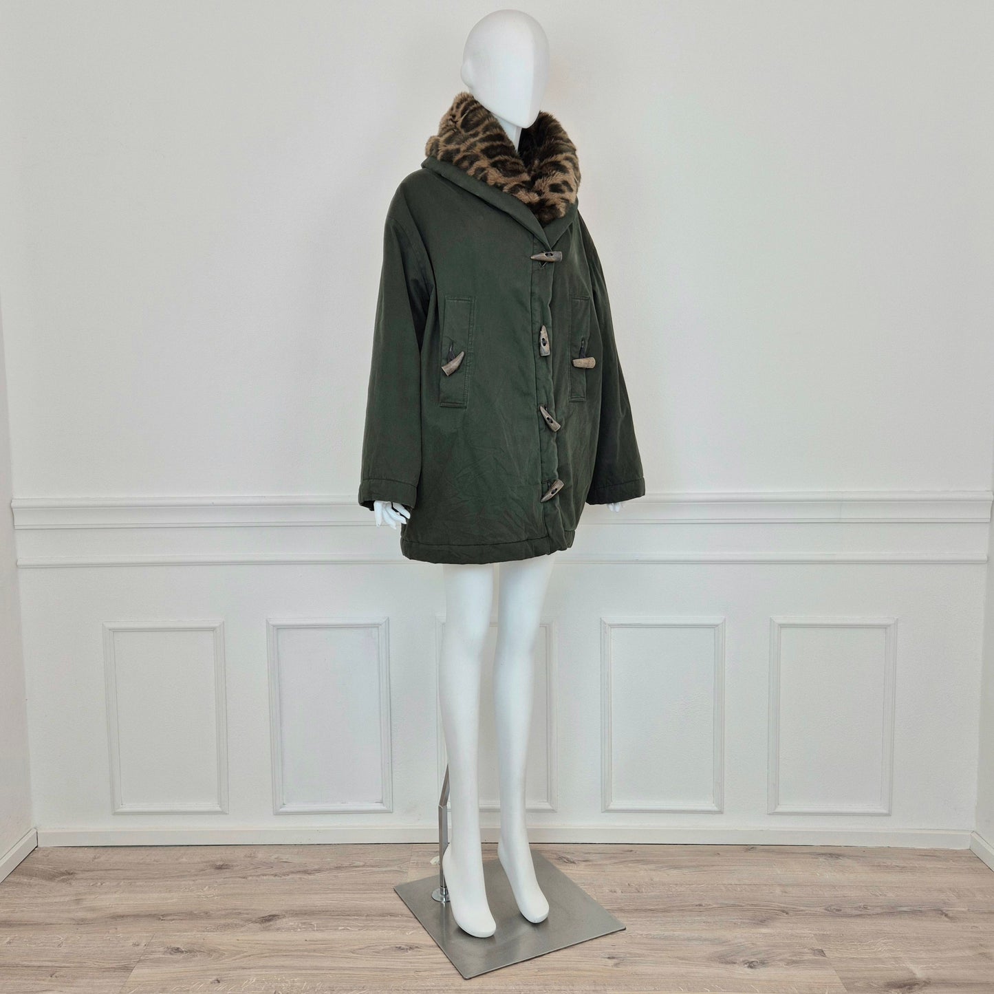 Romeo Gigli | Giubbotto verde collo leopard