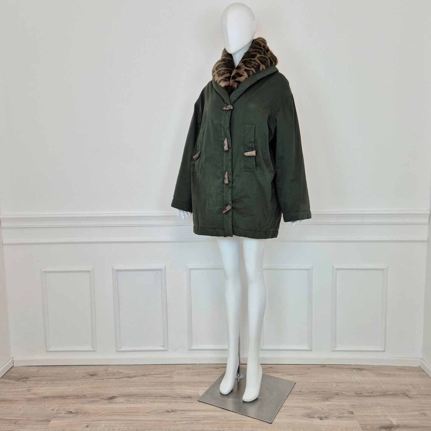 Romeo Gigli | Giubbotto verde collo leopard