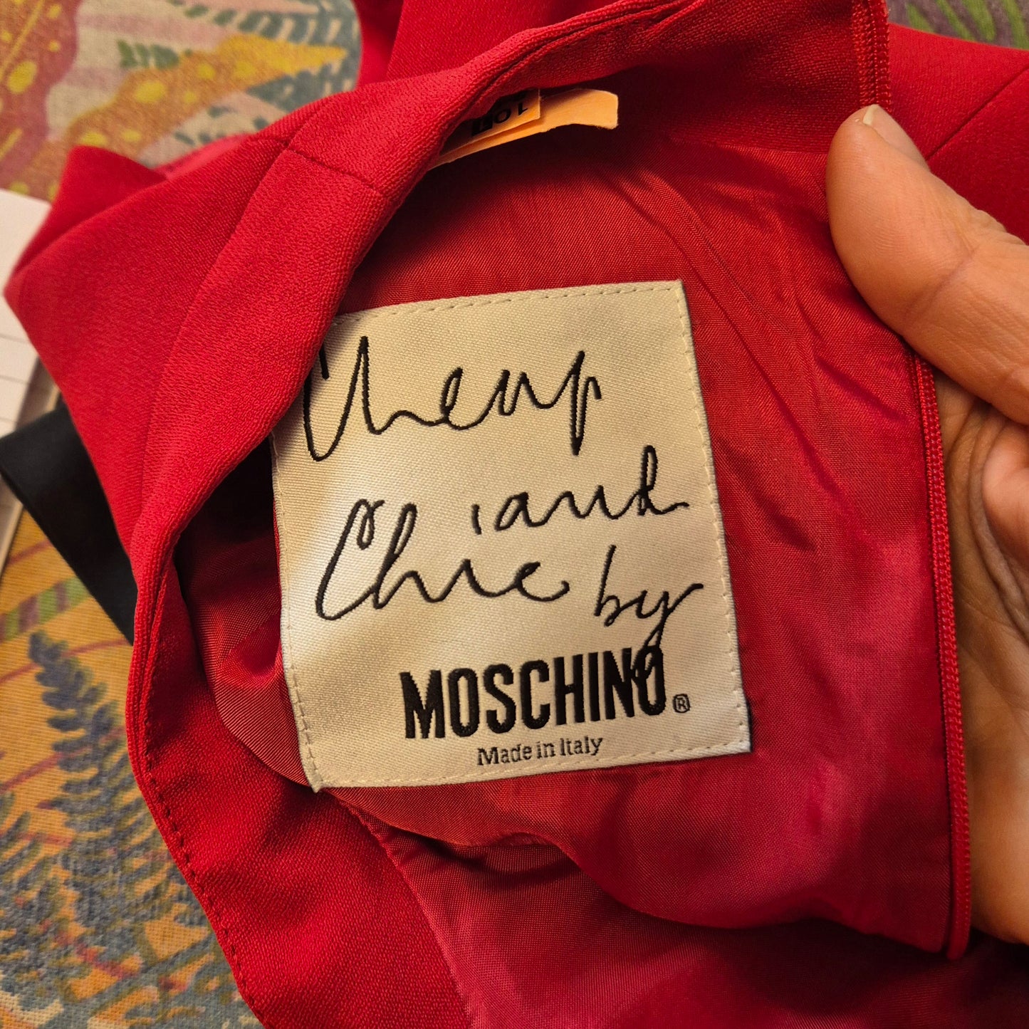 Moschino | Abito tubino vintage rosso con fiocco nero 1996