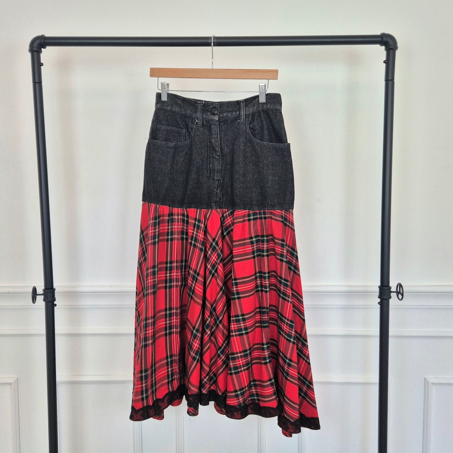 Moschino | Gonna lunga denim e tartan
