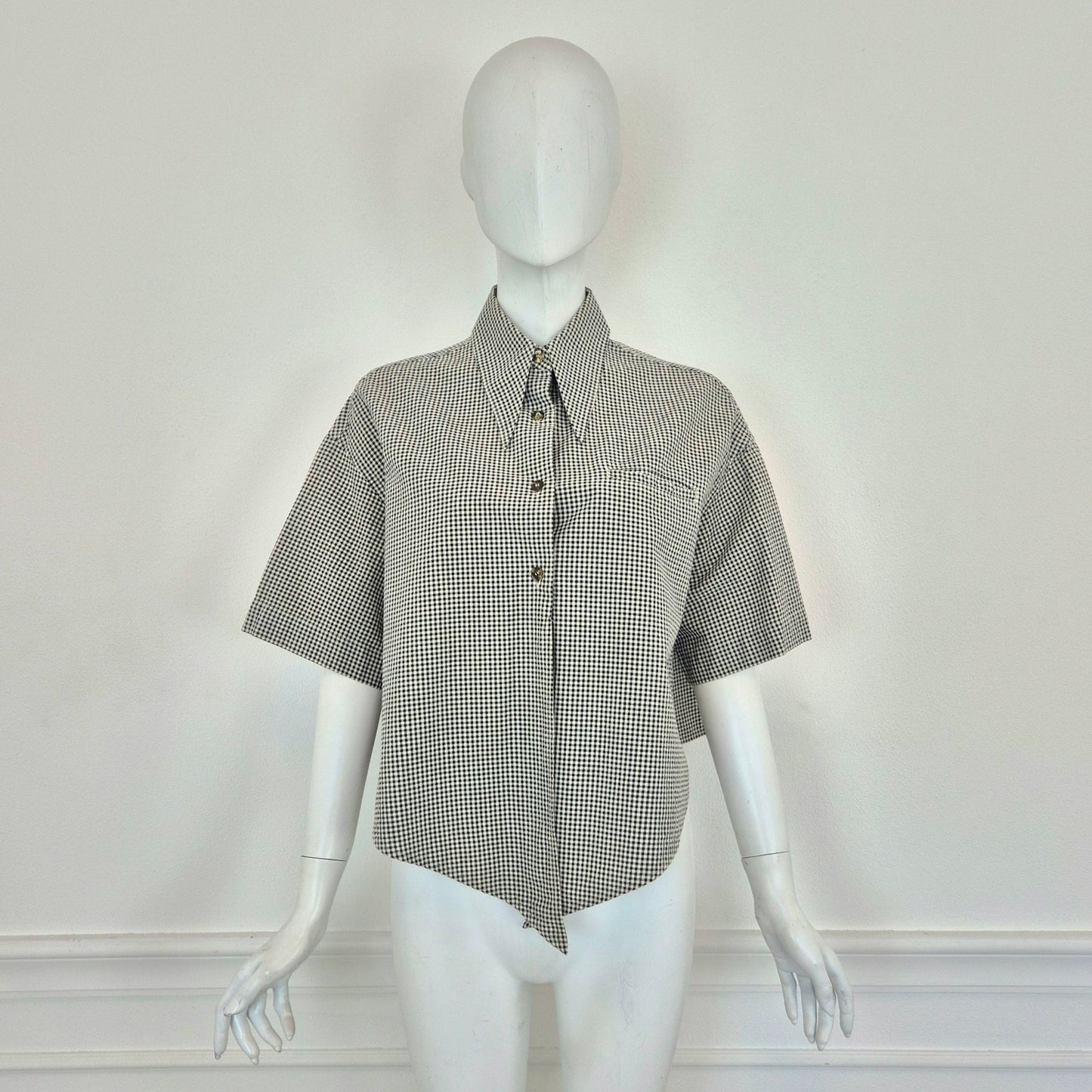 Romeo Gigli | Camicetta cotone vichy bianco nero