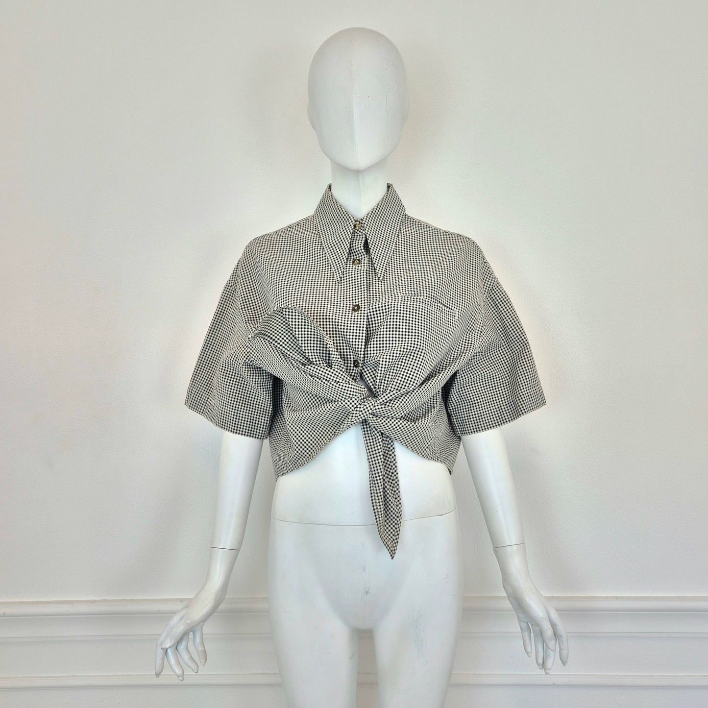 Romeo Gigli | Camicetta cotone vichy bianco nero