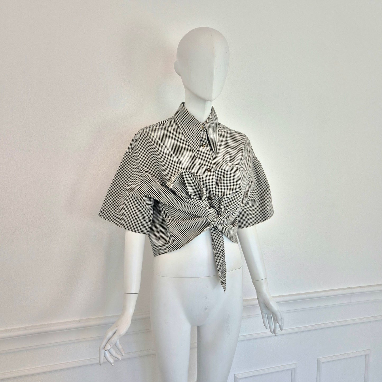 Romeo Gigli | Camicetta cotone vichy bianco nero