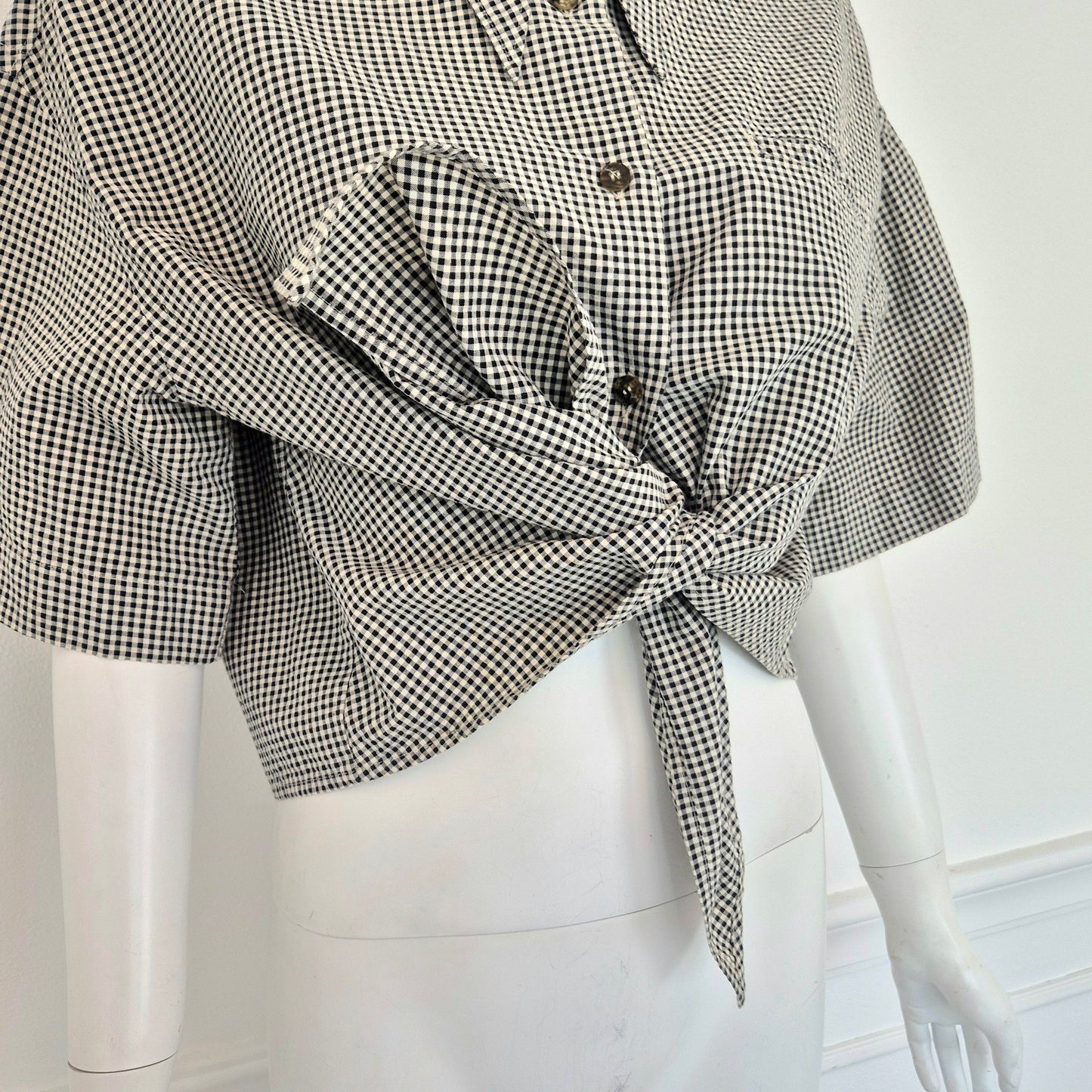 Romeo Gigli | Camicetta cotone vichy bianco nero
