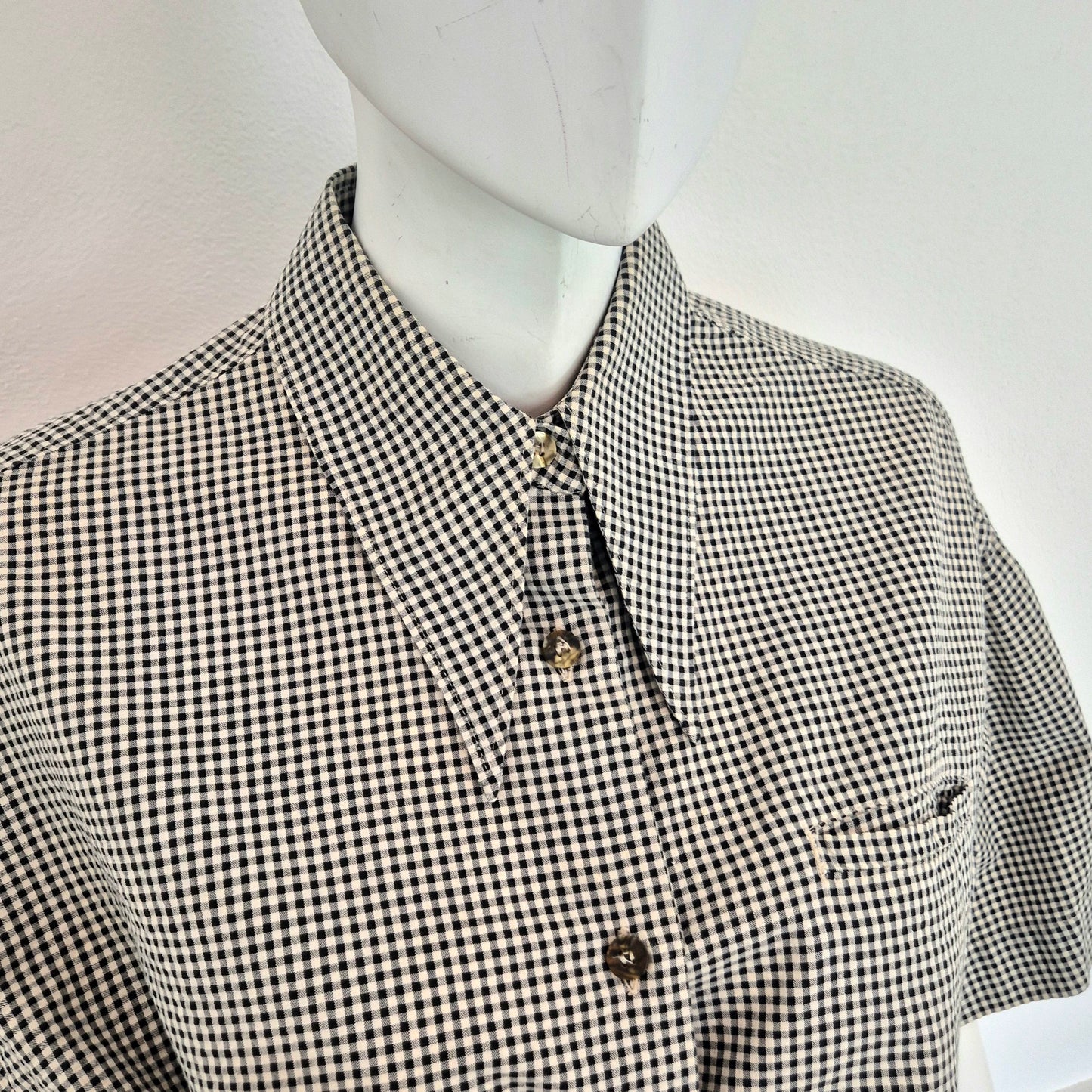 Romeo Gigli | Camicetta cotone vichy bianco nero