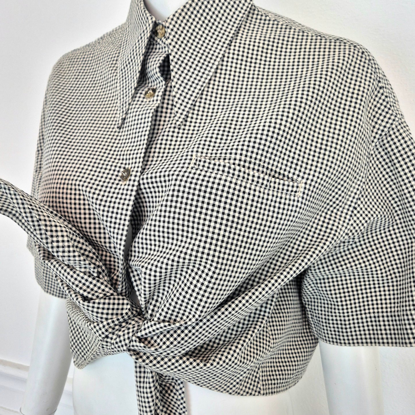 Romeo Gigli | Camicetta cotone vichy bianco nero
