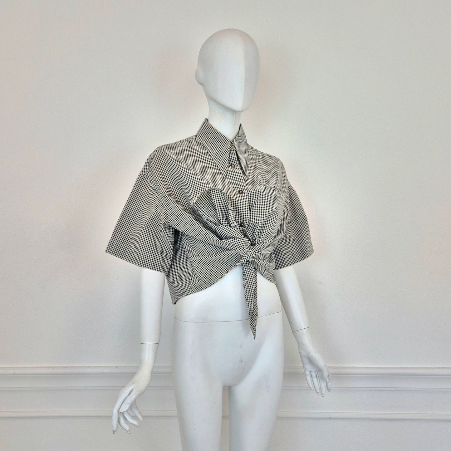 Romeo Gigli | Camicetta cotone vichy bianco nero
