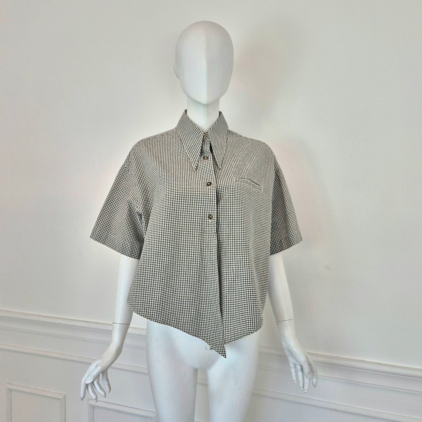 Romeo Gigli | Camicetta cotone vichy bianco nero